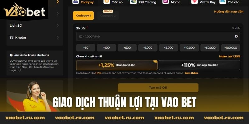 Giao dịch thuận lợi tại Vao bet