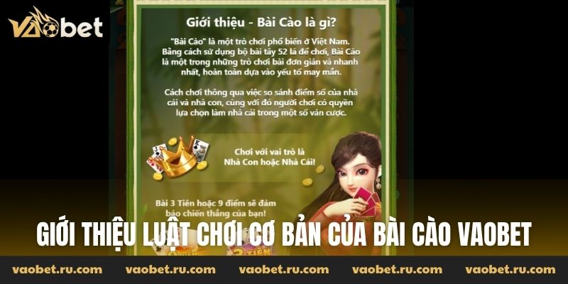 Giới thiệu luật chơi cơ bản của Bài Cào Vaobet
