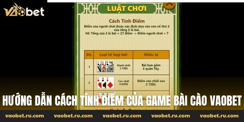 Hướng dẫn cách tính điểm của game Bài Cào Vaobet