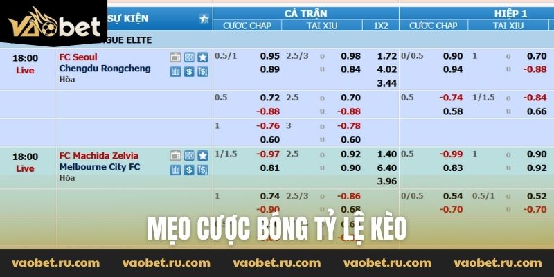 mẹo cược bóng tỷ lệ kèo