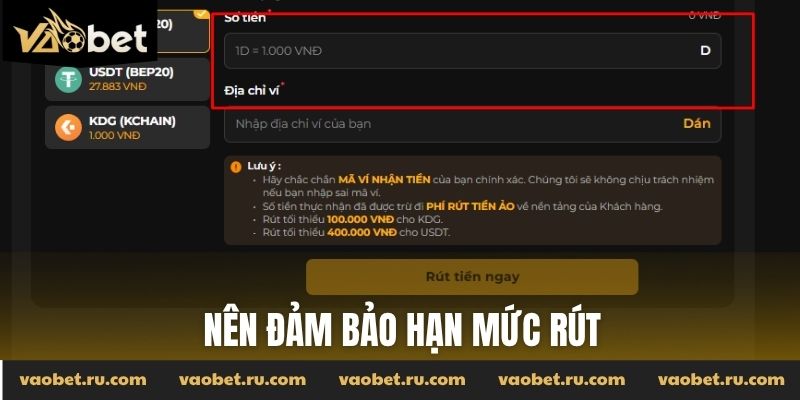 Nên đảm bảo hạn mức rút