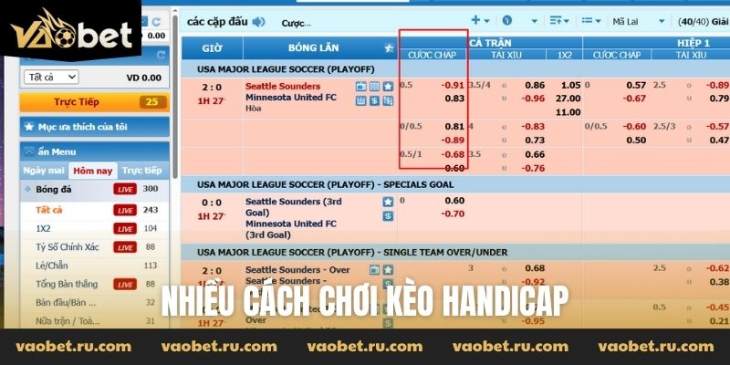Nhiều cách chơi kèo Handicap