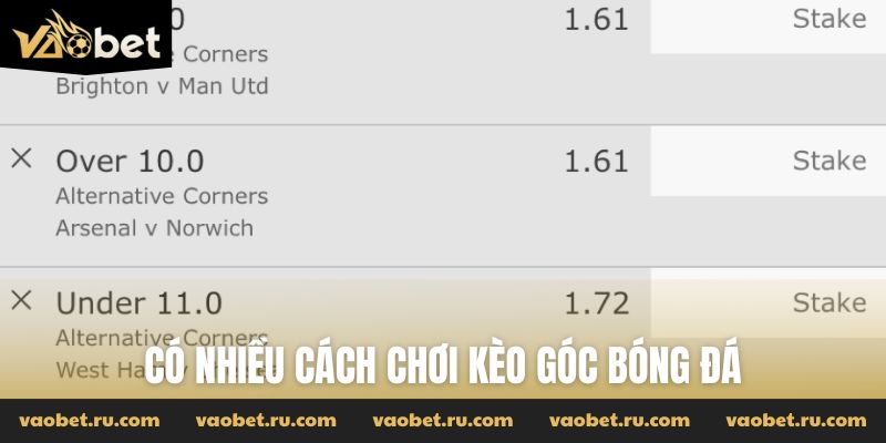 Có nhiều cách chơi kèo góc bóng đá