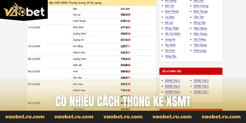Có nhiều cách thống kê XSMT