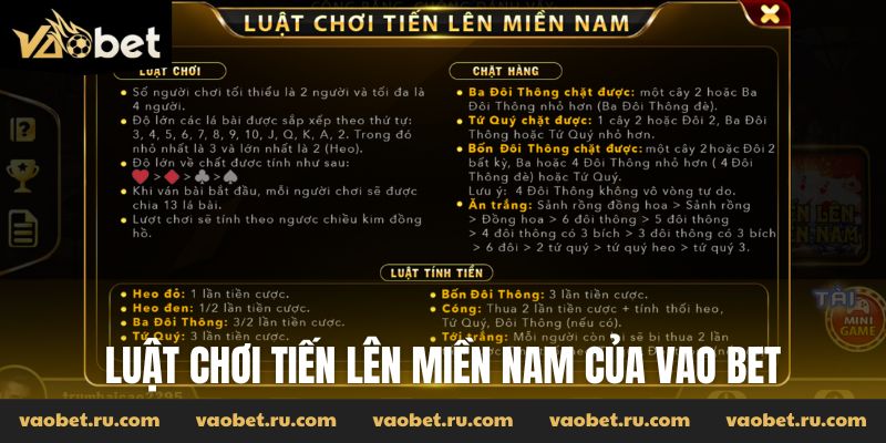 Luật chơi Tiến Lên miền Nam đặc trưng của Vao Bet