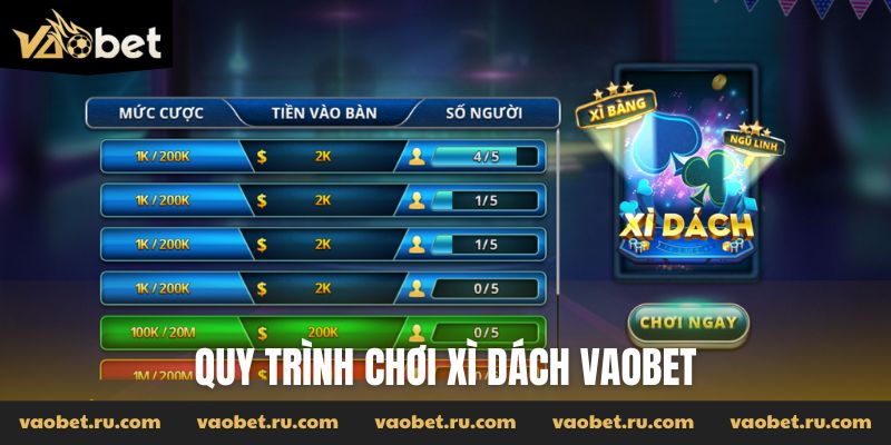 Quy trình chơi cơ bản của 1 ván Xì Dách Vaobet