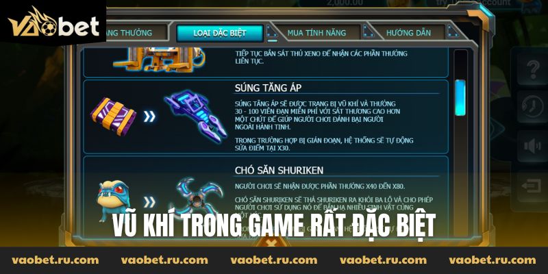 Vũ khí trong game rất đặc biệt