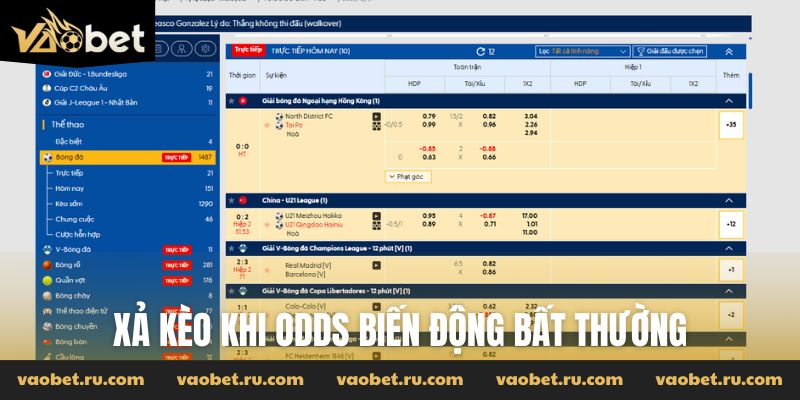 Xả kèo khi odds biến động bất thường