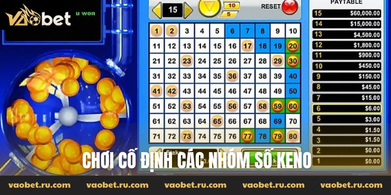 Chơi cố định các nhóm số keno
